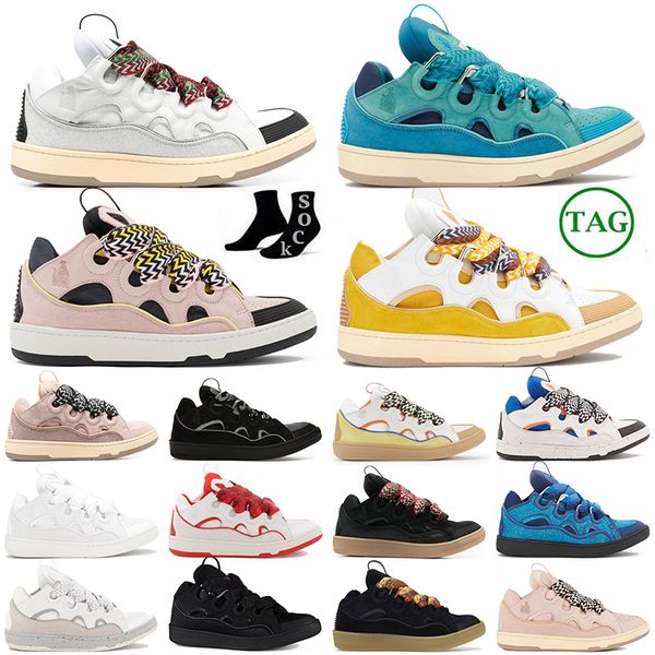 

luxury designer casual shoes laceup leather sneakers calfskin nappa platform sole fashion women men trainers baskets, Black