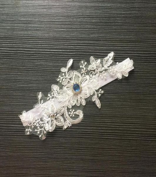 

garter for women princess cosplay wedding accessories party bridal lace floral leg ring loop garters blue crystal3326122, White