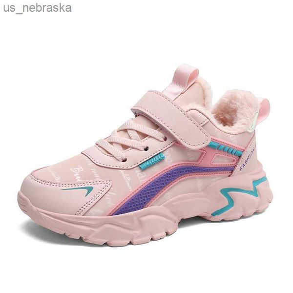 

children sneakers girls plush cotton shoes comfortable keep warm winter shoes kid pink casual sports shoes outdoor running shoes l230518, Black;grey