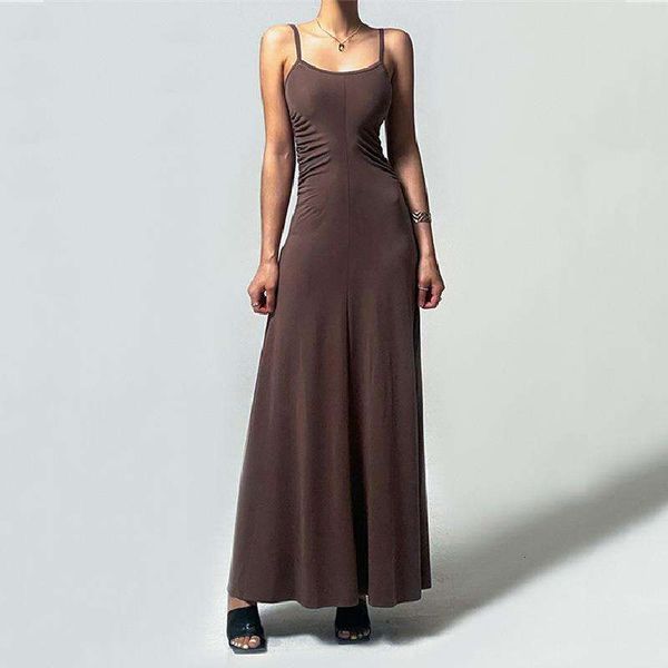 

summer womens dress backless plated elegant narrow waist suspender, Black;gray