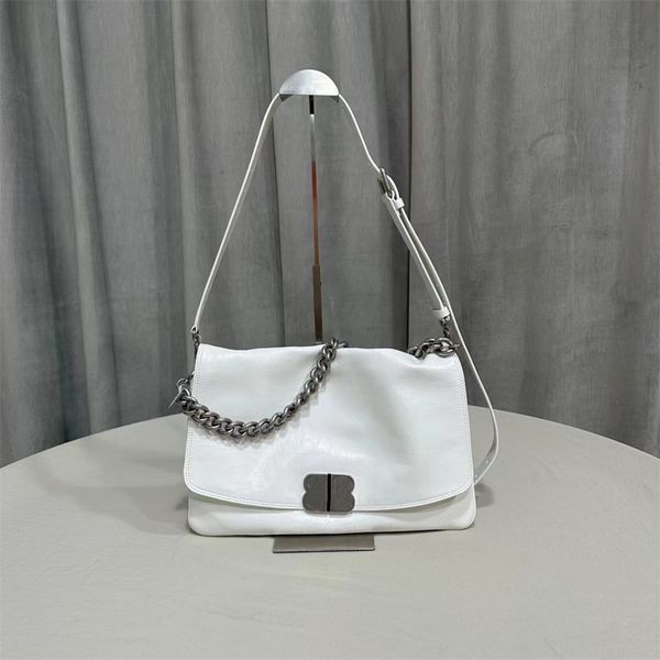 

designer soft shoulder bag chains crossbody letter b black white leather pochette luxury handle clutch flap woman handbag bag purses 96yy#