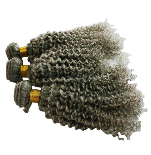 

ce certificated silver grey hair extensions 80g 100g 120gpiece human grey hair weave brazilian kinky curly gray blonde brown hair3073704, Black