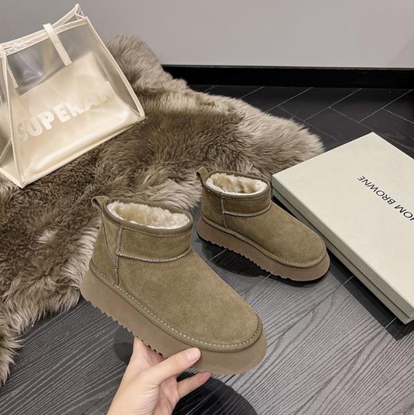 

aus classical high platform snow boots designer tasman winter sheepskin boots fashion ladies platform fur slippers classic ultra mini suede, Black