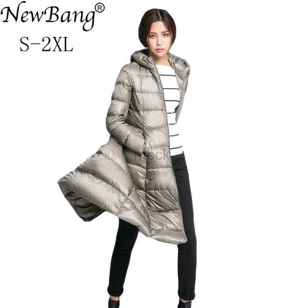 

women's down parkas newbang brand winter long down coat female lightweight down jacket for women feathers coat winter windbreaker warm, Black