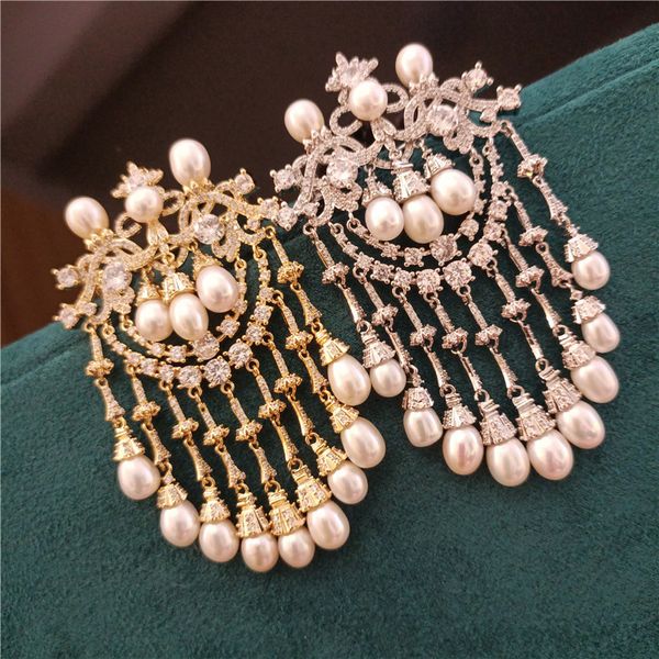 

pins brooches retro freshwater pearl tasselluxury brooch fashion zircon crown vintage broochpins for women men suit jacket jewelry 230718, Gray
