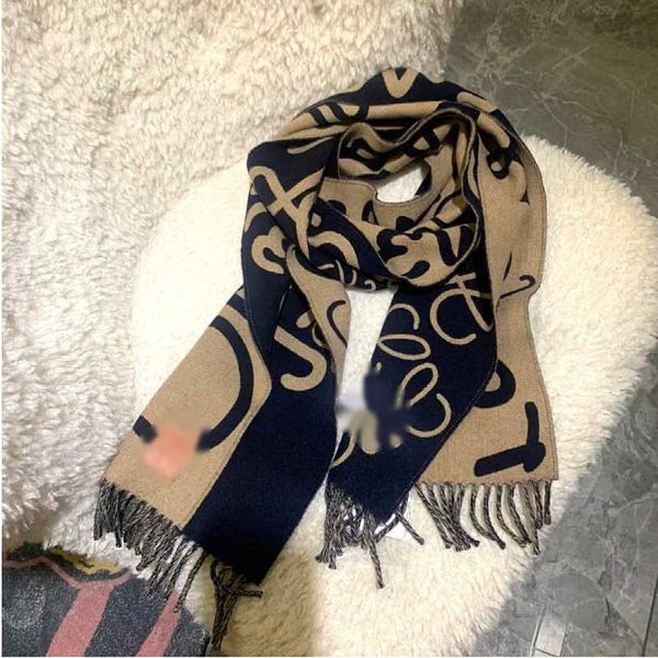 

wool lo luo 22 autumn and winter new double sided graffiti old flower direct seeding cashmere scarf i, Blue;gray
