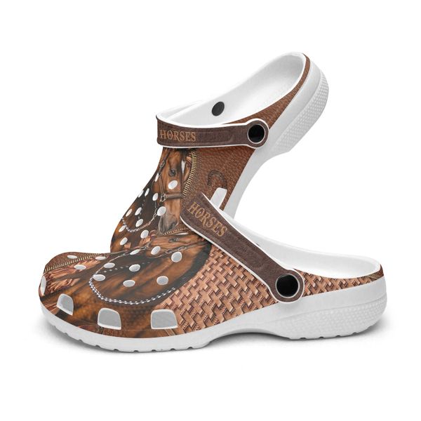 

diy custom shoes slippers mens womens brown horse clog sneakers trainers 36-48