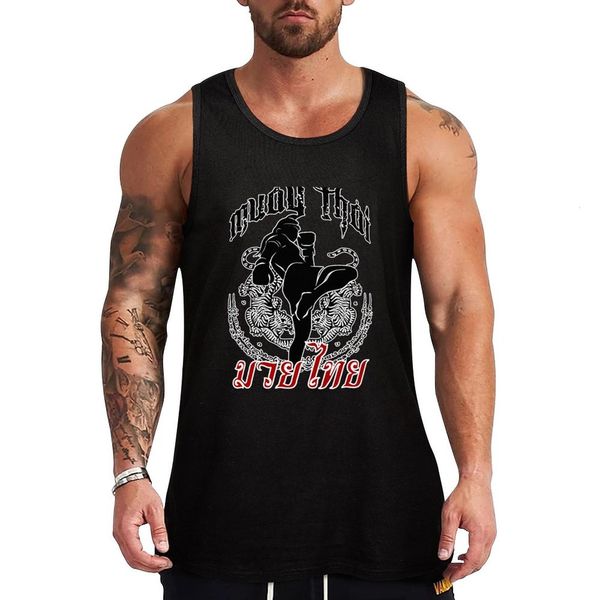 

men' tank thai boxing tiger tattoo tank sleeveless tank men' gym 230718, White;black