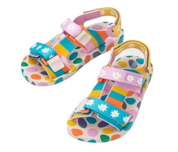 

mini mlsa stripe print kids shoes melflex princess beach baby girl spot and star sandals webbing buckle beach shoe 2205056872306, Black;red