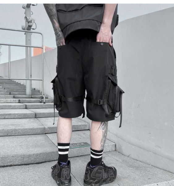 

men's shorts summer cargo shorts men loose 2023 straight new multi pockets pants trendy high street youth grunge sweatpants man 123, White;black