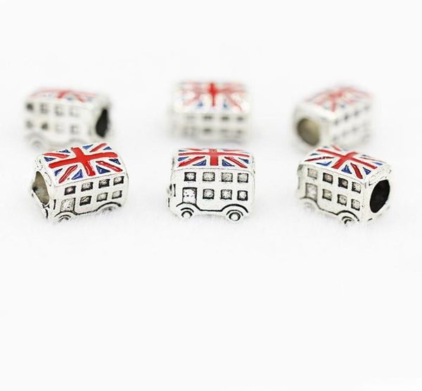 

british bus oil dripping charm bead 925 silver plated fashion women jewelry stunning design european style for diy bracelet1138008, Bronze;silver