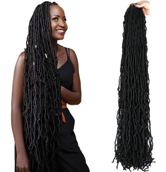 

soft locs crochet hair 36 inch long natural curly dreadlocks extensions wave goddess faux braids 2204026700267, Black;brown