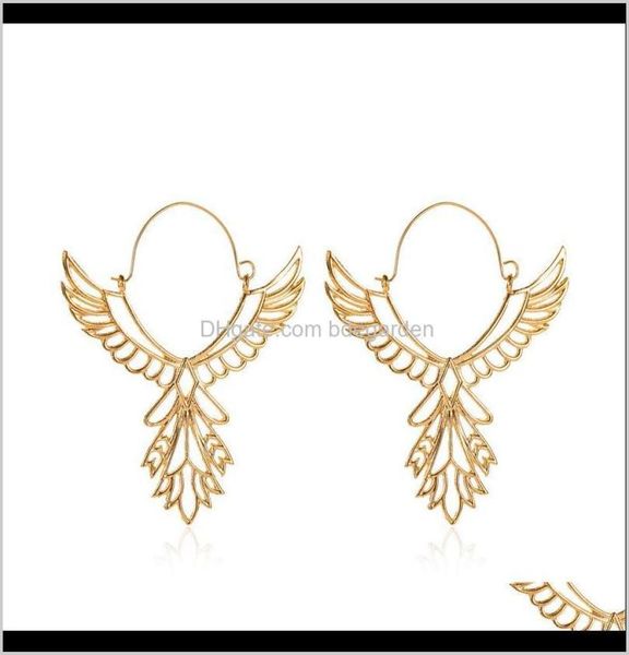 

dangle chandelier jewelry european and american fashion angel wings ethnic style hollow eagle peace sign earrings wholes8151367, Silver