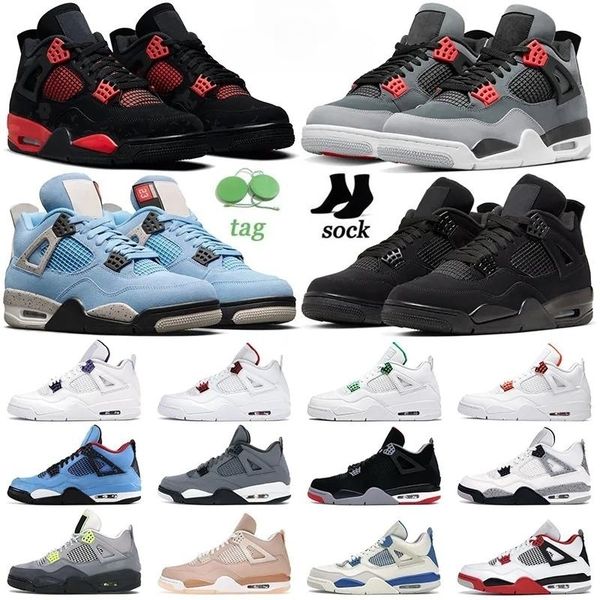 

4 4s jumpman basketball shoes for men women infrared fire red thunder black cat bred motosports university blue mens trainers sports