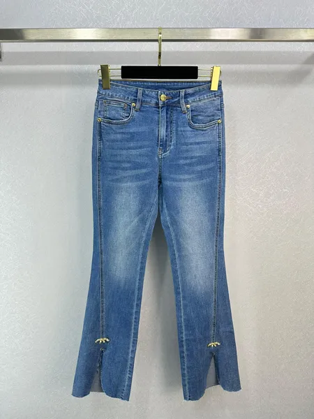 

2023 Womens jeans high-waisted designer straight-through wide leg pants show thin women casual pants Size -L E2, Blue