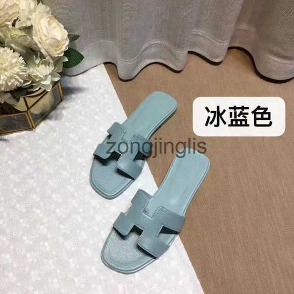 

slipper women women's designer summer sandal shoes bear 2023 slippers oran baida color matching leather flat sandals for tourism litchi