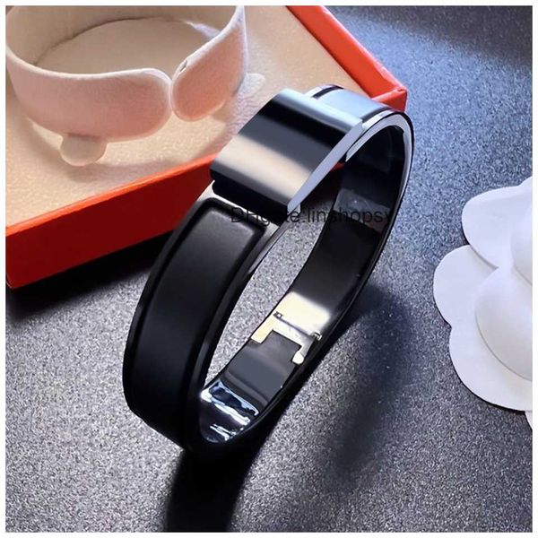 

aher mas designer luxury brand enamel bracelet h bracelet cute bangle branded armband for boyfriend pulsera mama, Black
