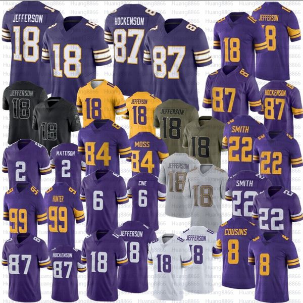 

justin jefferson football jersey t.j. hockenson viking addison randy moss lewis cine danielle hunter kirk cousins harrison smith mattison st, Black;red