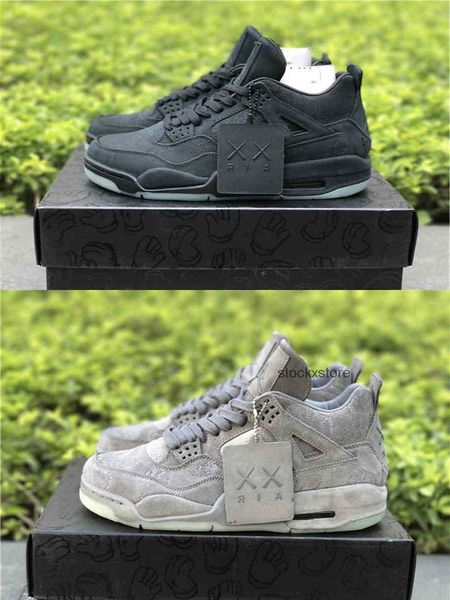 

release shoes air authentic 4 kaws cool grey black xx glow in the dark 4s men basketball trainers sneakeres sports original