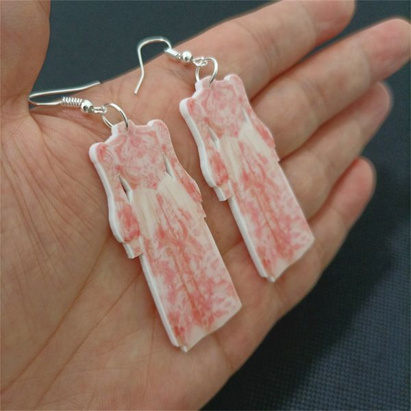 

vintage skirt dangle earrings for women acrylic printing classic fashion jewelry accessories, Silver