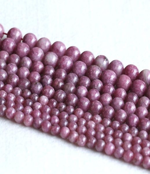 

natural genuine pink purple lepidolite stone round loose gemstone stone beads 412mm 15quot 052486494603, Black