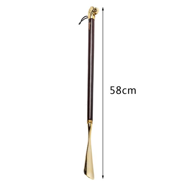 

shoe parts accessories gold color lion head long handle horn home shoehorn wooden durable lightweight shoes guide 58cm 230718, White;pink