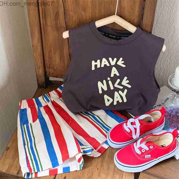 

clothing sets millennium new summer kids clothes set kids' vest+striped shorts boys' set 2pcs z230719, White