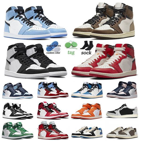 

2023 jumpman 1s 1 og basketball shoes university blue ts dark mocha lost and found silver toe unc black white panda twist starfish trainers