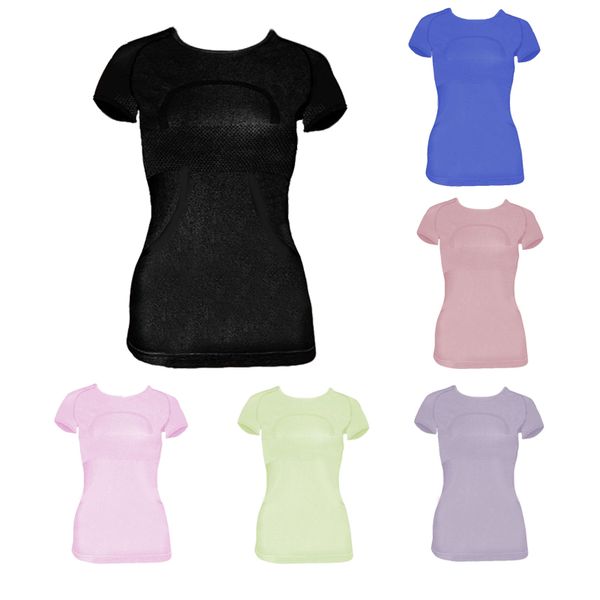 

lu-088 women yoga t-shirts women's t-shirt high-elastic breathable running quick drying seamless short sleeve sport-cycling gym wear lu