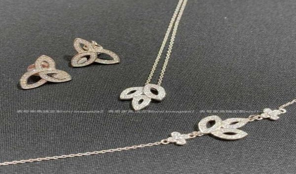 

designers jewelry hw light luxury niche high grade unique leaves diamond inlaid necklace clavicle chain bracelet earrings234v8646105, Silver