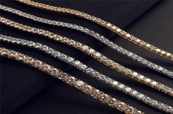 

3mm 4mm 5mm 18202224inch men women tennis chain necklaces silvergold color cz men chain fashion jewelry6412777, Silver