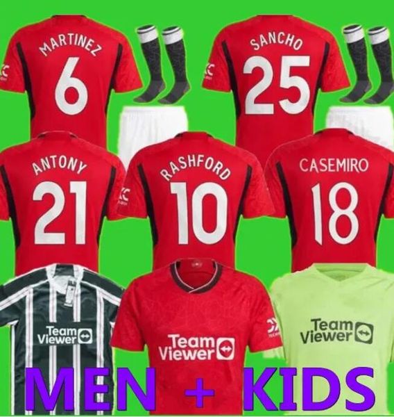 

23 24 sancho soccer jerseys fans player version mans fernandes manchesters shew rashford football shirt 2023 2024 utds men martinez athony, Black;yellow