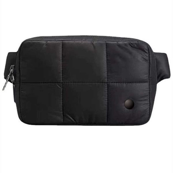 

new design men quilted grid belt bag small nylon puffy waist with adjustable straps puffer crossbody lulu bagooux