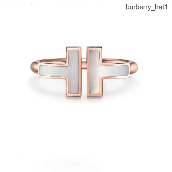 

18k gold t open ring designer brand ring men's and women's wedding ring couple valentine's day gift high quality, Silver