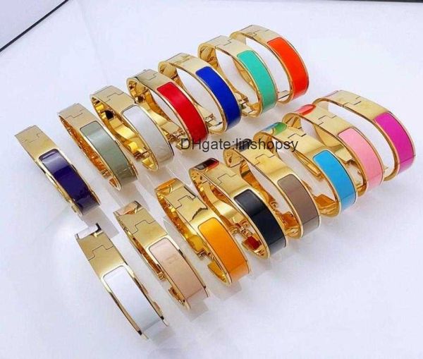 

aher mas designer luxury brand enamel bracelet h luxury classic bangle fashion women bracelet gold colorful enamel jewelry 18k factory, Black