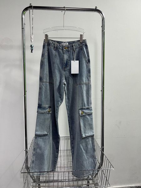 

2023 women's washed jeans selling designer brand women's wear pants fashion women's casual pants street dress blue denim pant