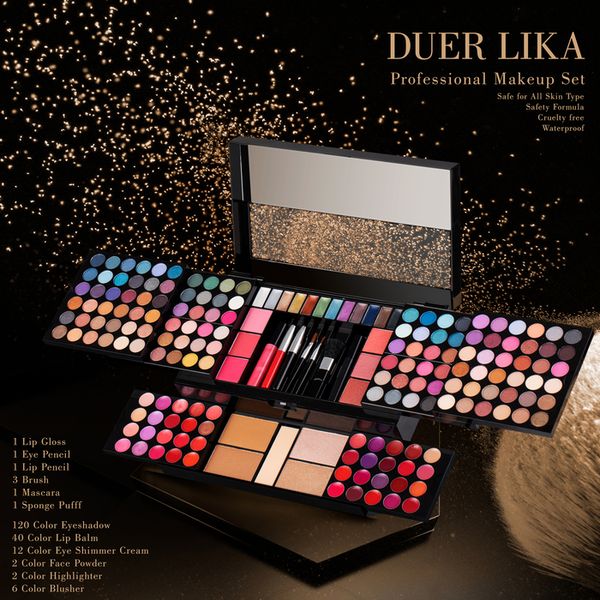 

eye shadow 120 color powder blusher lipstick cosmetics foundation make up puff flour makeup set artist palette 230718