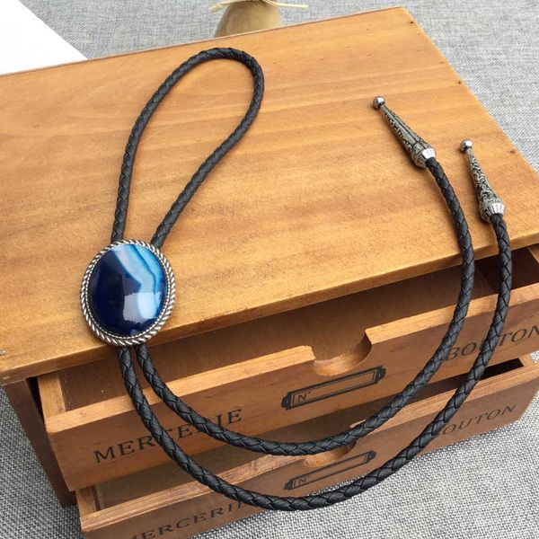 

bolo ties original design western cowboy bolo ties natural blue agate stone bolo tie for men personality neck tie fashion accessory hkd23071, Red