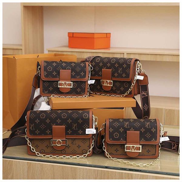

bag 10% off designer new chain old flower color matching single shoulder oblique straddle high texture foreign style simple small messenger