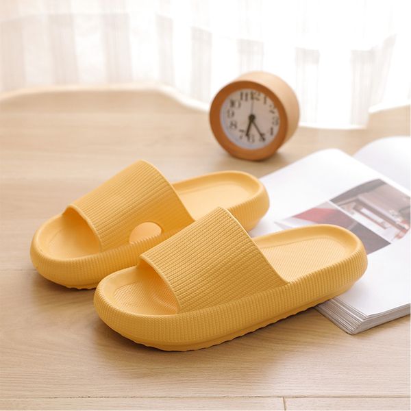 

thick soled home slippers for women in summer soft and comfortable indoor environment couples cool mop fecal sensation bath silent slipper b, Black