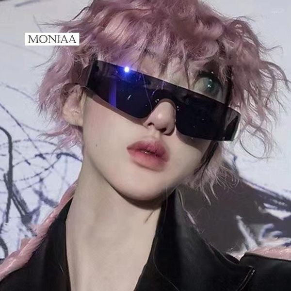 

sunglasses 2023 one piece uv400 rimless y2k for women men punk goggle trendy shield sun glasses eyewear luxury, White;black
