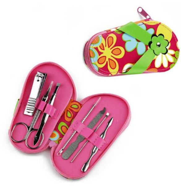 

7 pcsset slippers shaped nail art manicure set nail care tools with mini finger nail cutter clipper file scissor tweezers color3588353