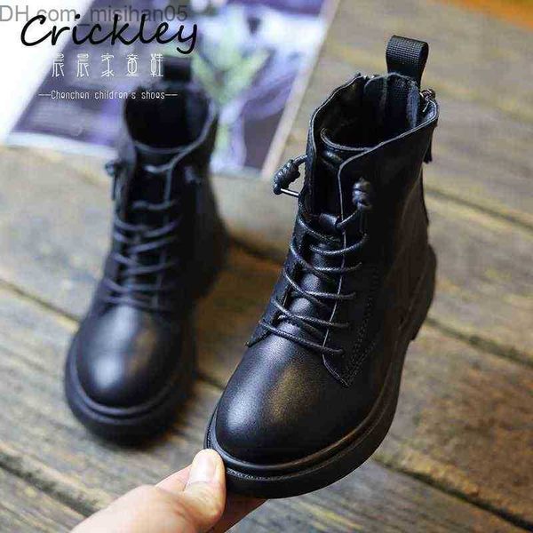 

boots spring autumn girls boots black pu leather ankle shoes for kids soft bottom comfortable casual children' 211227 z230719, Black;grey