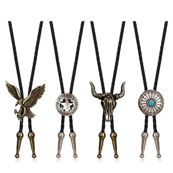

bolo ties 4pcs fashion bull head star buckle bolo tie man sweater necklace cowboy necktie dxaa hkd230719, Red