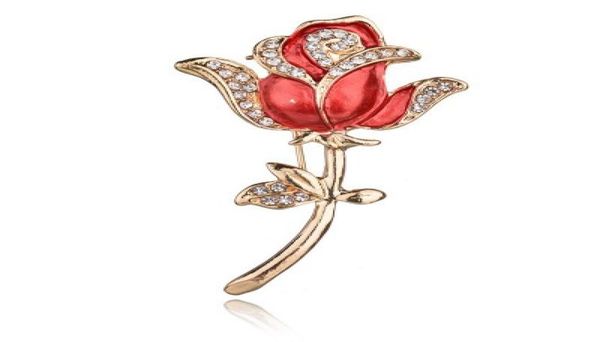 

elegant rose flower brooch pin fashion rhinestone brooches for women birthday gift jewelry accessories b2409491339, Gray