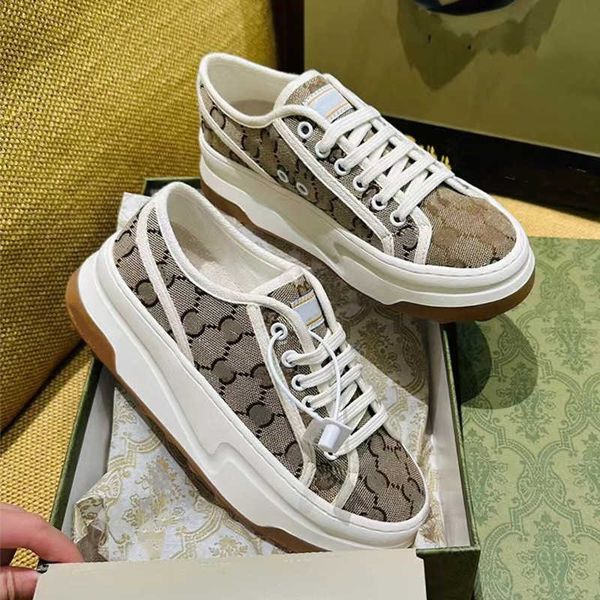 

alphabet embroidery color matching retro thick-soled canvas shoes for men and women lovers muffin bottom tie casual fashion foreign, Black