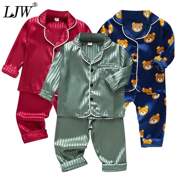 

clothing sets ljw children's pajamas set baby set children's clothing boys and girls ice silk satin pants set family clothing chil, White