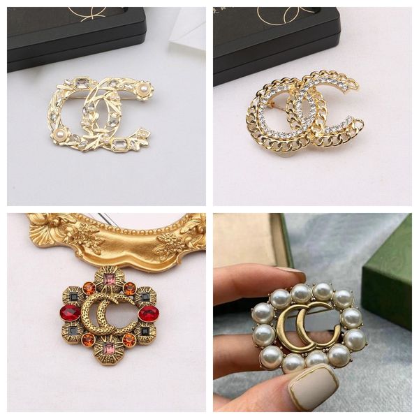 

simple designer brand letter brooches gold sier plated inlay crystal rhinestone jewelry brooch hollow out pin marry christmas, Gray