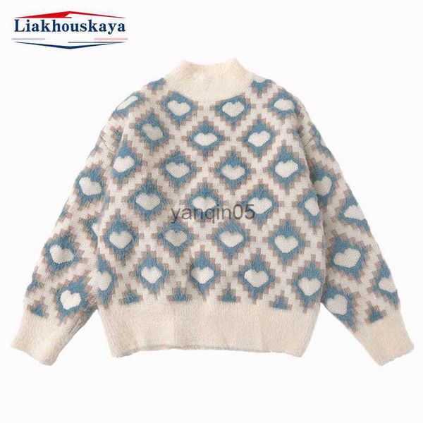 

pullover kids sweater for girls winter autumn new girls clothes children love design sweater knitwear long sleeve cotton pullover hkd230719, Blue
