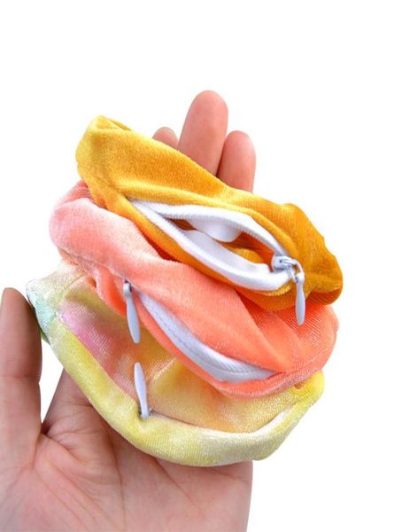 

20pcs factory direct tie dye zipper scrunchie women accessories elastic hair ties large pocket velvet scrunchies9895674, Slivery;white